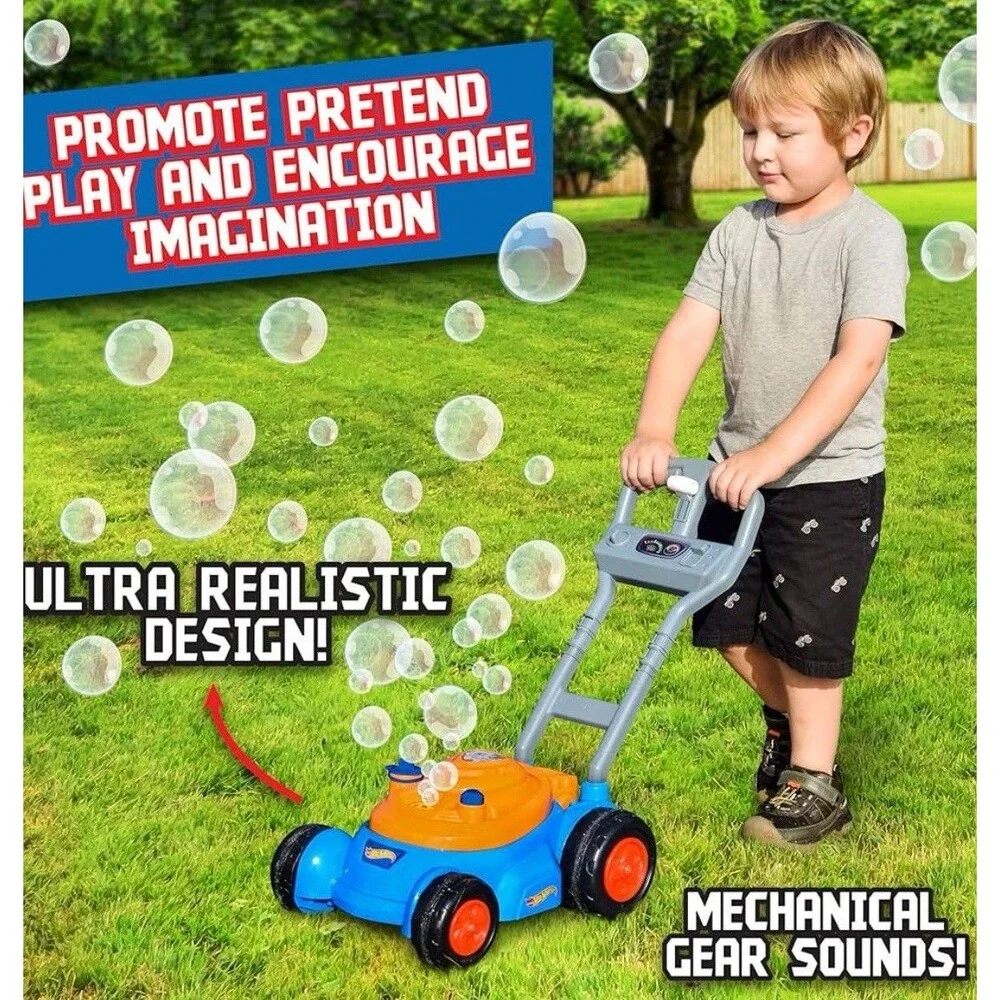 Hot Wheels Bubble Lawn Mower Toddlers Summer Toy Indoor Outdoor‎ Garden Birthday